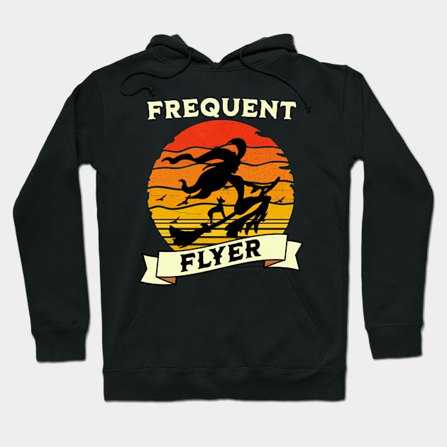 Frequent Flyer Witch | adventure witch | Funny halloween costume Hoodie by Lift Run and Hike Store